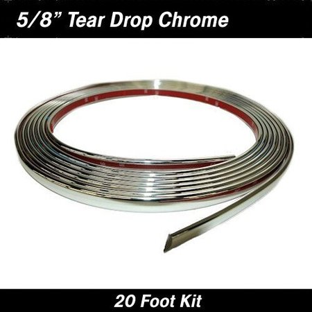 COWLES PRODUCTS PROTEKTOTRIM FENDER TRIM, 5/8IN TEAR DROP, 20FT KIT, CHROME 37-1120